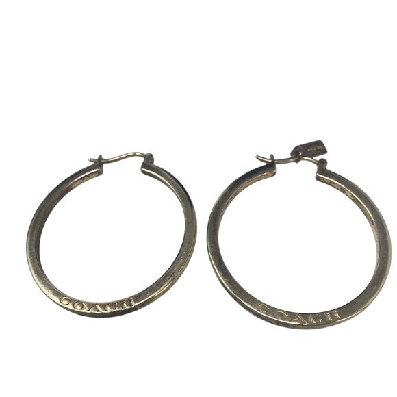 Coach Hoop Earrings Gold Spellout - Picture 6 of 7